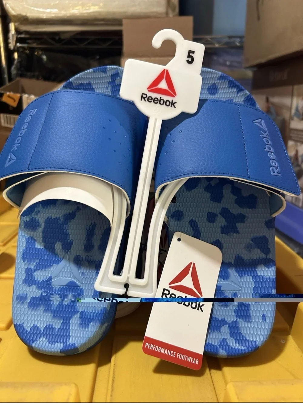 Reebok Blue Camo Slide Sandals